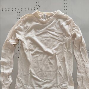 Athleta Long Sleeve Crew Top in Light Cream